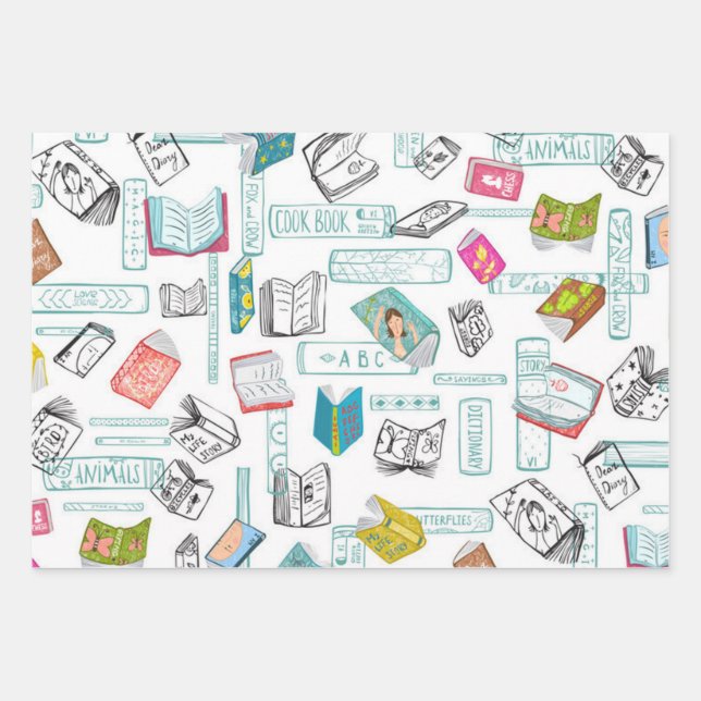 Feuille De Papier Cadeau Motif de livre (Devant)