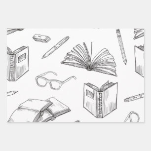 Feuille De Papier Cadeau Motif de livre
