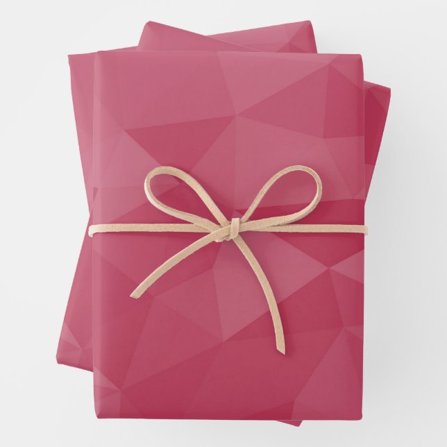 Feuille De Papier Cadeau motif de maillage géométrique rose rose (En situation)
