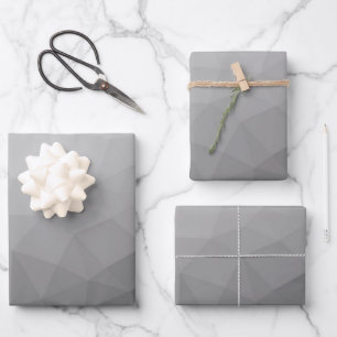 Feuille De Papier Cadeau Motif de maille géométrique à dégradé gris