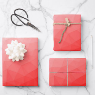 Feuille De Papier Cadeau Motif de maille géométrique à dégradé rouge