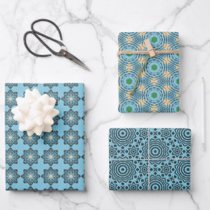 Feuille De Papier Cadeau Motif de mandala géométrique en détresse