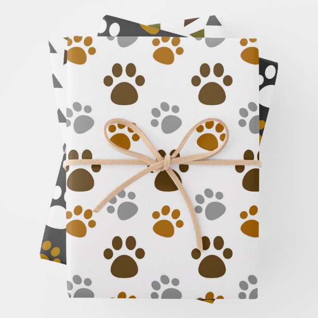 Feuille De Papier Cadeau Motif de mâts de chien mignons (En situation)