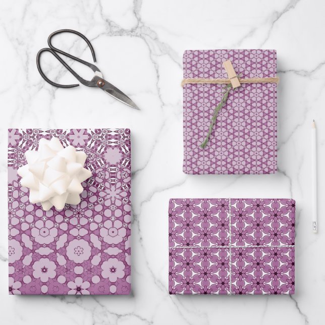 Feuille De Papier Cadeau Motif de métamorphose florale (Recto)