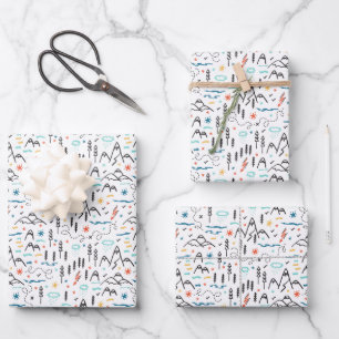 Feuille De Papier Cadeau Motif de montagne