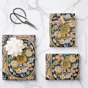 Feuille De Papier Cadeau Motif de moquette fleurie décorative