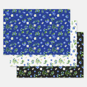 Feuille De Papier Cadeau Motif de myrtilles et de feuillage