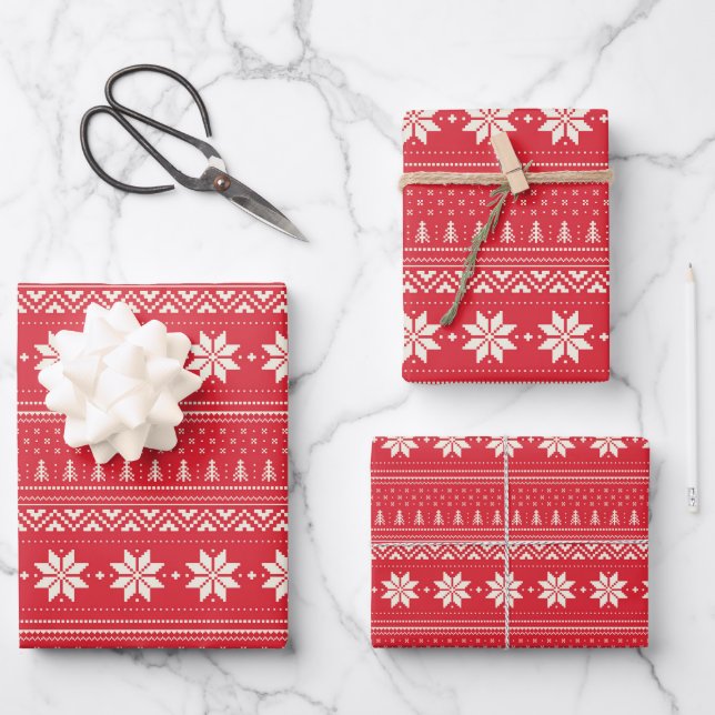 Feuille De Papier Cadeau Motif de Noël (Recto)
