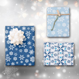 Feuille De Papier Cadeau Motif de Noël des rennes Blue Snowflake