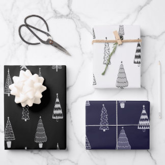 Feuille De Papier Cadeau Motif de Noël des sapins