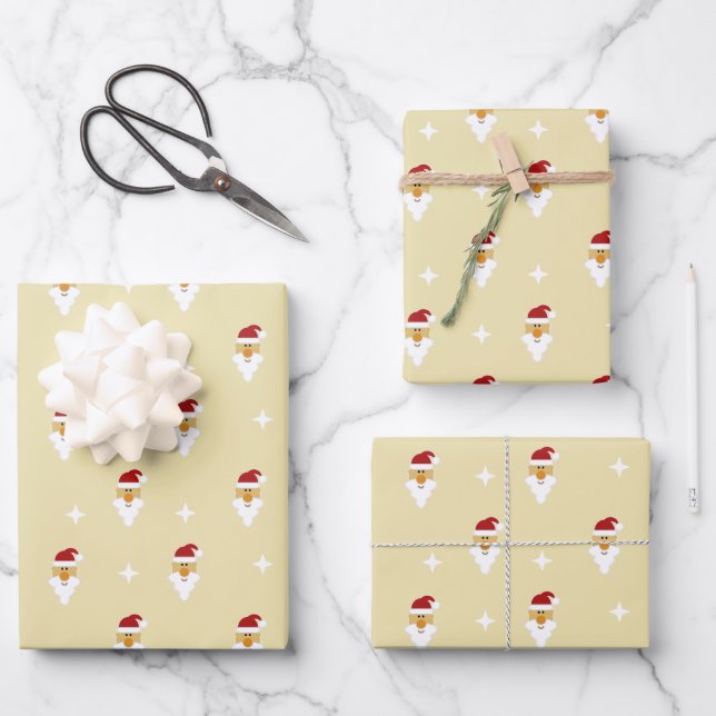 Feuille De Papier Cadeau Motif de Noël du Père Noël (Recto)