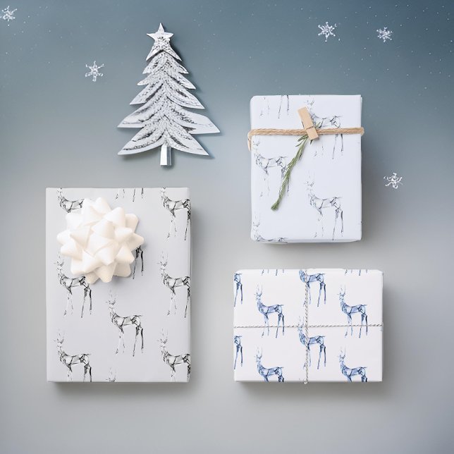 Feuille De Papier Cadeau Motif de Noël Gemstone Crystal Reindeer (Créateur téléchargé)