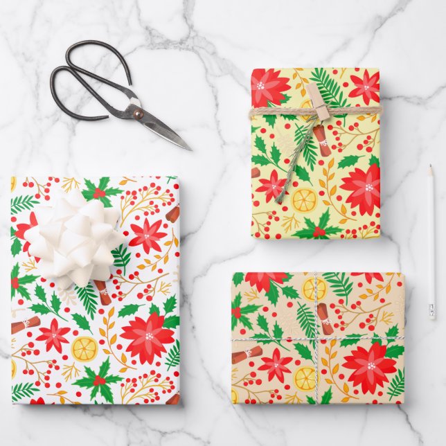 Feuille De Papier Cadeau Motif de Noël lumineux et unique (Recto)