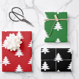 Feuille De Papier Cadeau Motif de Noël moderne rouge vert noir