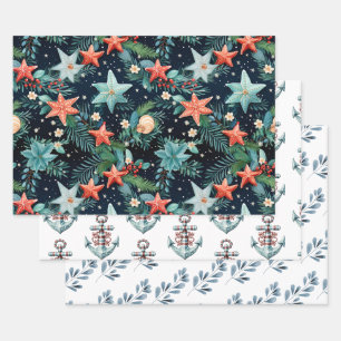 Feuille De Papier Cadeau Motif de Noël Ocean Starfish