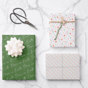 Feuille De Papier Cadeau Motif de Noël Paix sur Terre