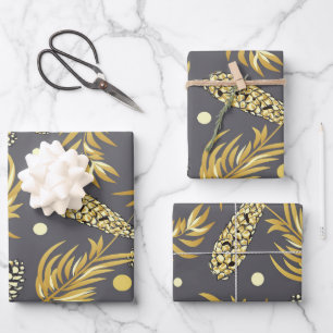 Feuille De Papier Cadeau Motif de Noël, Pine Snow 2
