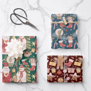 Feuille De Papier Cadeau Motif de Noël traditionnel scandinave