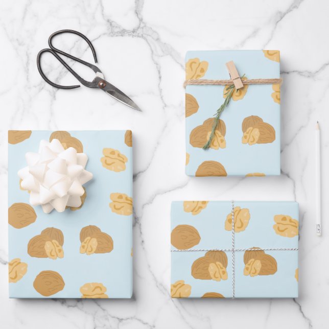 Feuille De Papier Cadeau Motif de noix mignonnes (Recto)