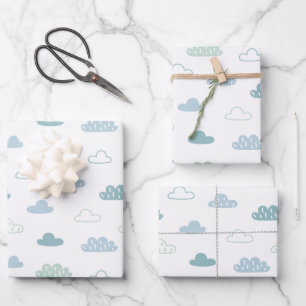 Feuille De Papier Cadeau Motif de nuage à main levée