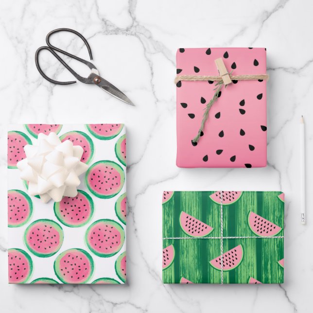 Feuille De Papier Cadeau Motif de pastèque (Recto)