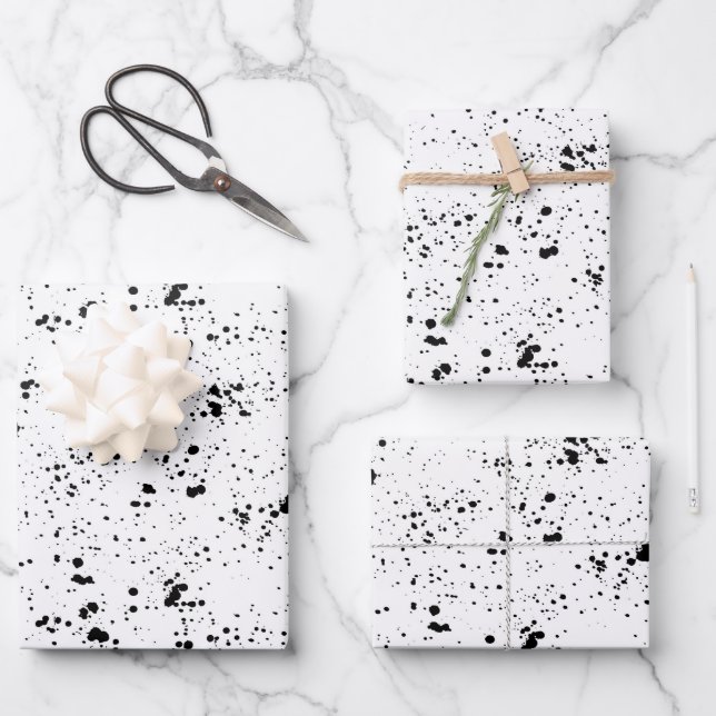 Feuille De Papier Cadeau Motif de peinture noire (Recto)