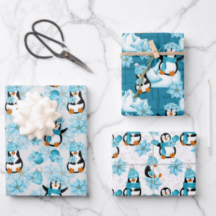 Feuille De Papier Cadeau motif de pingouin de Noël