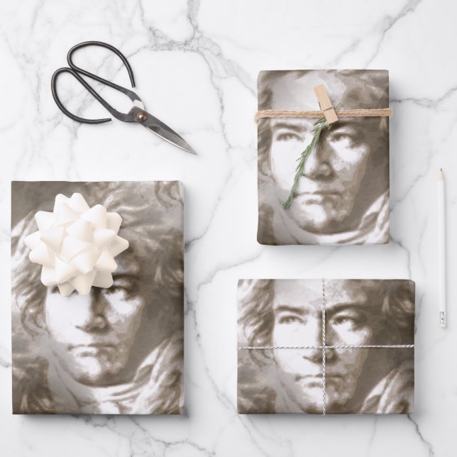 Feuille De Papier Cadeau Motif de portrait Beethoven (Recto)