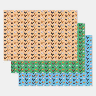 Feuille De Papier Cadeau Motif De Poulet