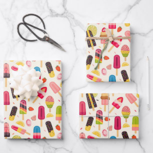 Feuille De Papier Cadeau Motif de soirée glace mignonne