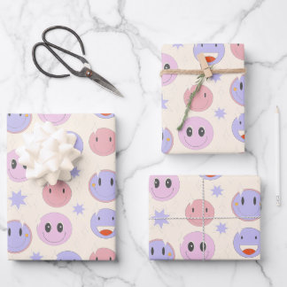 Feuille De Papier Cadeau Motif de sourire heureux violet