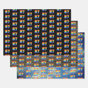 Feuille De Papier Cadeau Motif de spectre arc-en-ciel amusant et coloré 57 
