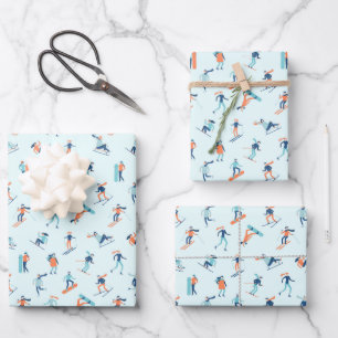 Feuille De Papier Cadeau Motif de sports d'hiver