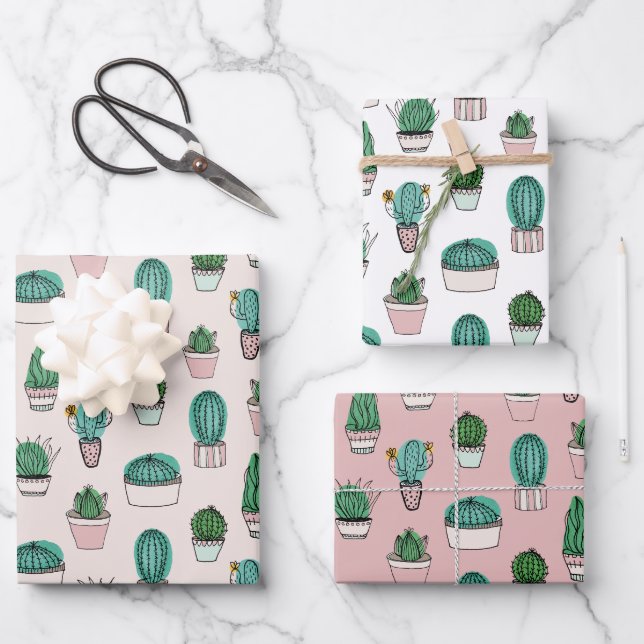 Feuille De Papier Cadeau Motif de succulente de cactus (Recto)