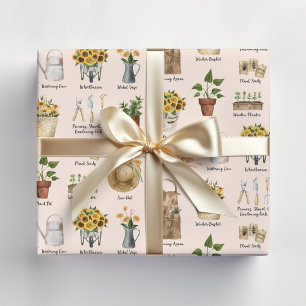 Feuille De Papier Cadeau Motif de tournesol aquarelle essentiel pour le jar