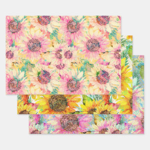Feuille De Papier Cadeau Motif de tournesol romantique