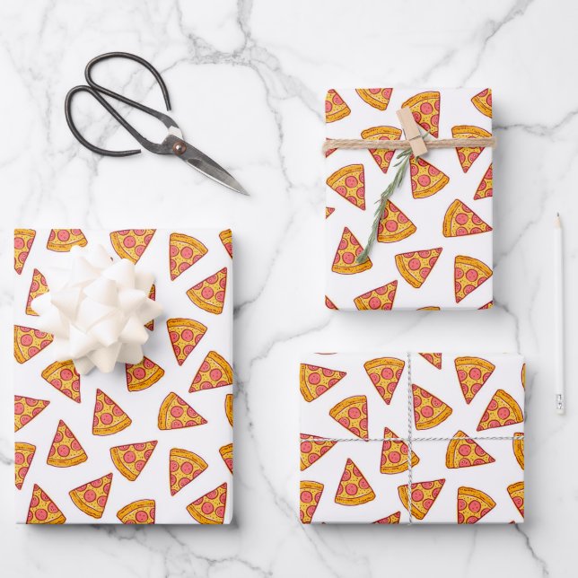 Feuille De Papier Cadeau Motif de tranche Pizza Fun (Recto)