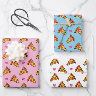 Feuille De Papier Cadeau Motif de tranches de pizza délicieuses
