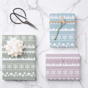 Feuille De Papier Cadeau Motif de vacances moderne bleu poussiéreux vert ro