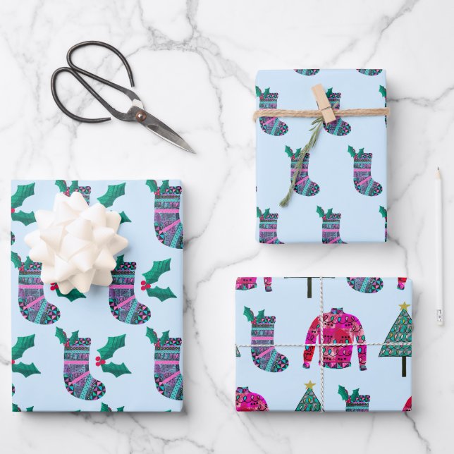 Feuille De Papier Cadeau Motif de veille de Noël mignon (Recto)