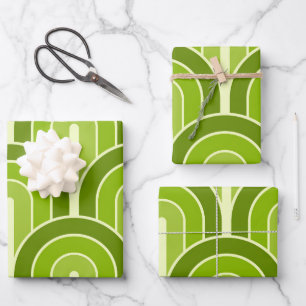 Feuille De Papier Cadeau Motif de ventilateur géométrique rétrogradé