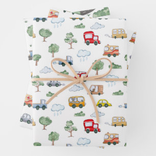 Feuille De Papier Cadeau Motif de voitures