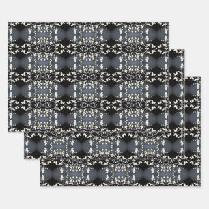 Feuille De Papier Cadeau Motif décoratif noir et blanc