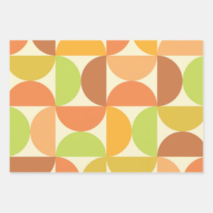 Feuille De Papier Cadeau Motif demi-cercles minimaliste du milieu du siècle