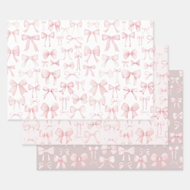 Feuille De Papier Cadeau motif des arcs roses (Lot)