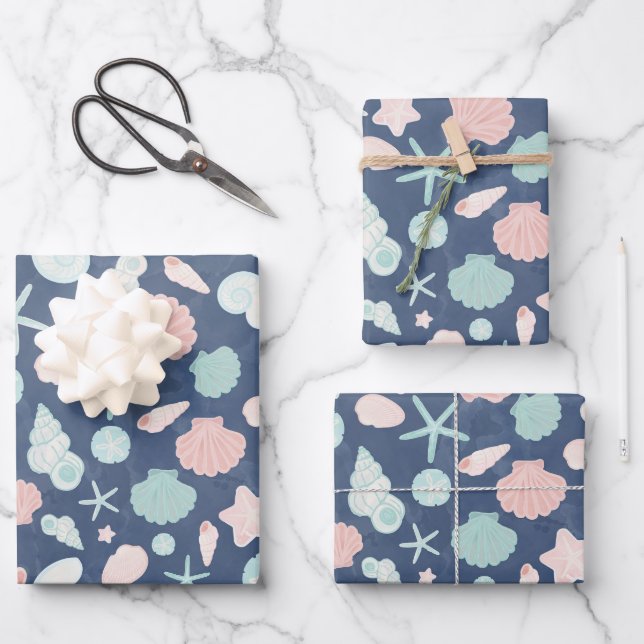 Feuille De Papier Cadeau motif des coquillages (Recto)