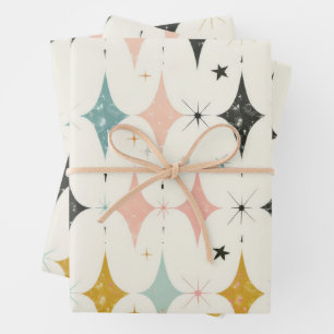 Feuille De Papier Cadeau Motif des étoiles rétro