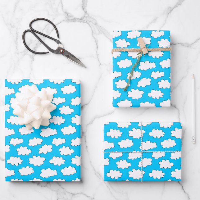 Feuille De Papier Cadeau Motif des nuages fluffés (Recto)