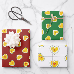 Feuille De Papier Cadeau Motif des pommes cardiaques