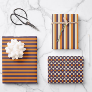 Feuille De Papier Cadeau Motif des rayures et des points d'Halloween